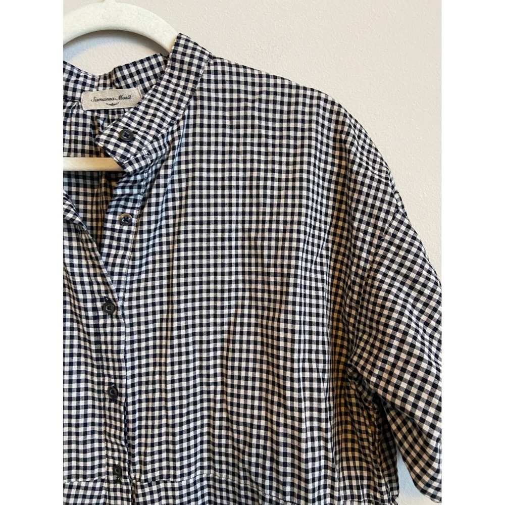 Samansa Mos2 Gingham Check Button Front Tiered Mi… - image 2